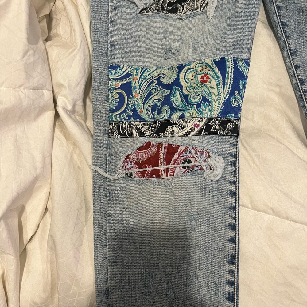 100% Authentic Amiri Paisley / pajama patch multi color jeans AMIRI - Picture 7 of 7